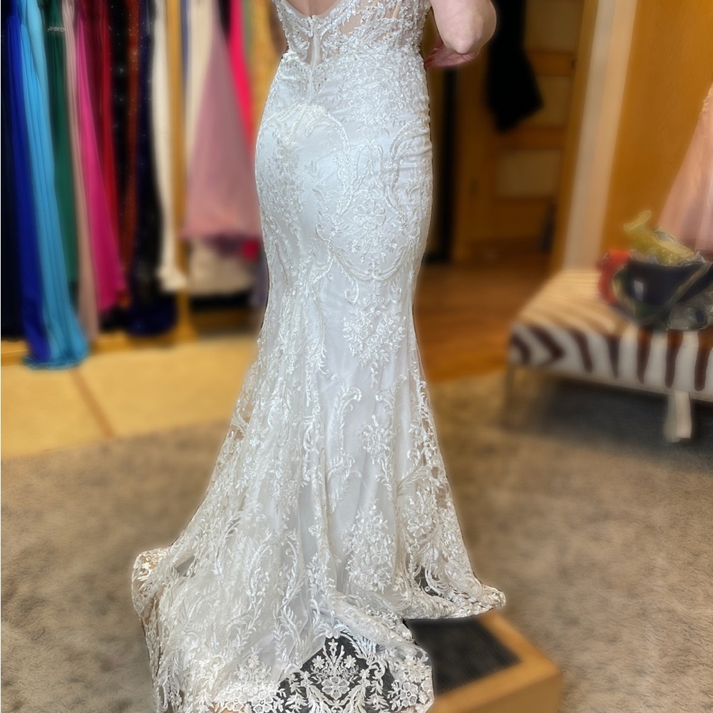 Sherri Hill 54935 Ivory Wedding Dress Sz 4 with Detachable Overskirt NWT - Picture 4 of 14
